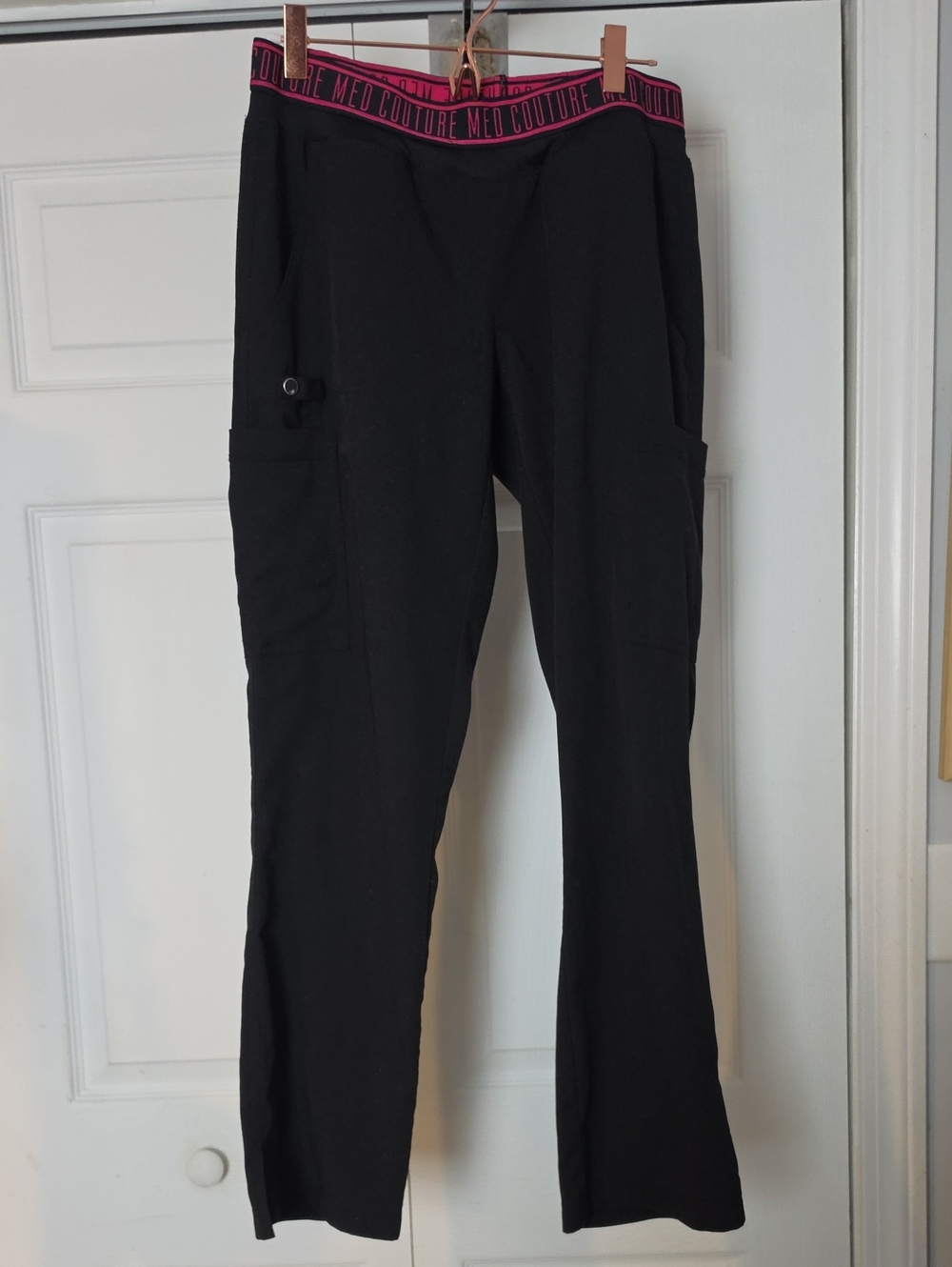 Med Couture Black Scrub Pants with Pink Branded Waistband